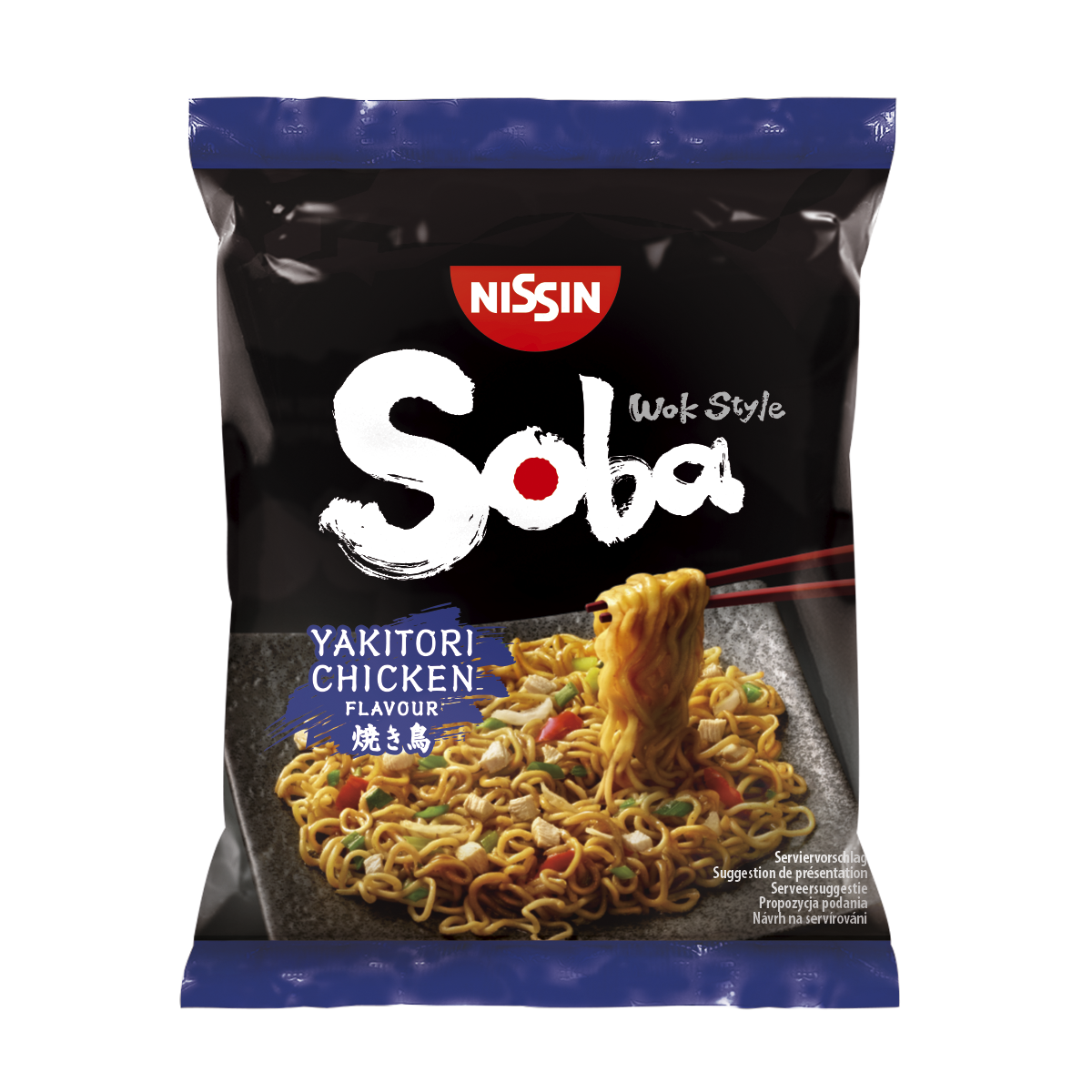 CASE of Nissin Soba Yakitori Chicken Bag Noodles - 9 x 110g